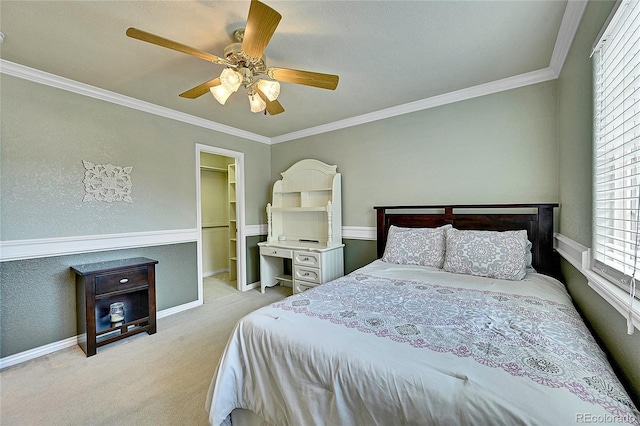 14878 E Aberdeen Ave, Centennial, CO 80016 - carpeted bedroom with a spacious closet, baseboards, ornamental molding, and a ceiling fan