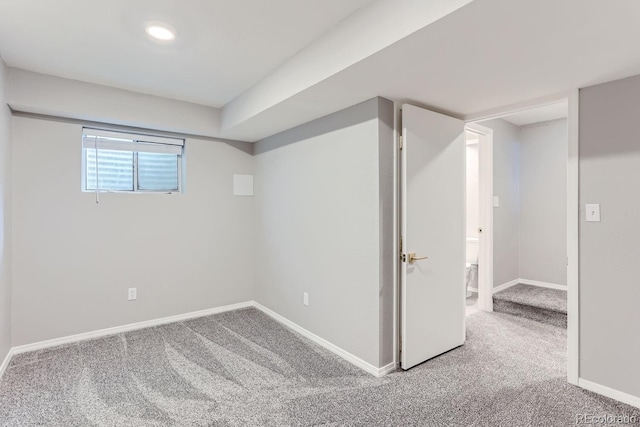 basement with carpet