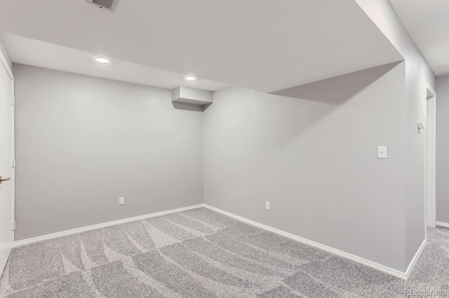 basement with carpet floors