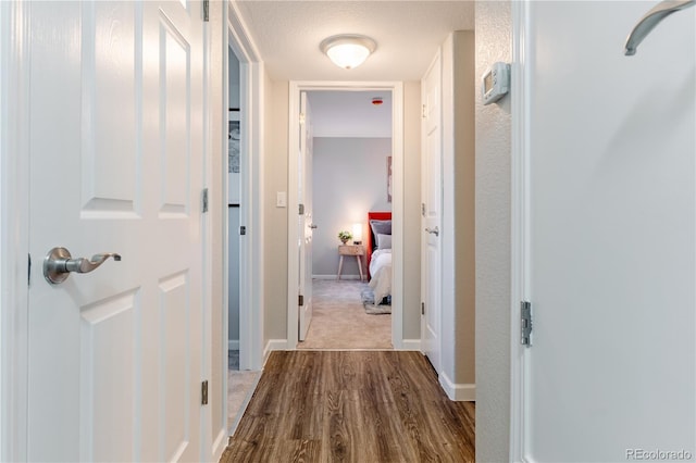 hallway with hardwood / wood-style floors