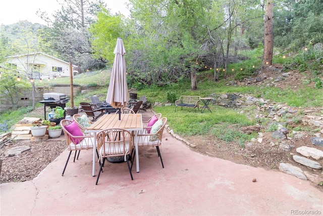 2795 SE Grapevine Rd, Idledale, CO 80453 - view of patio with outdoor dining space and a grill
