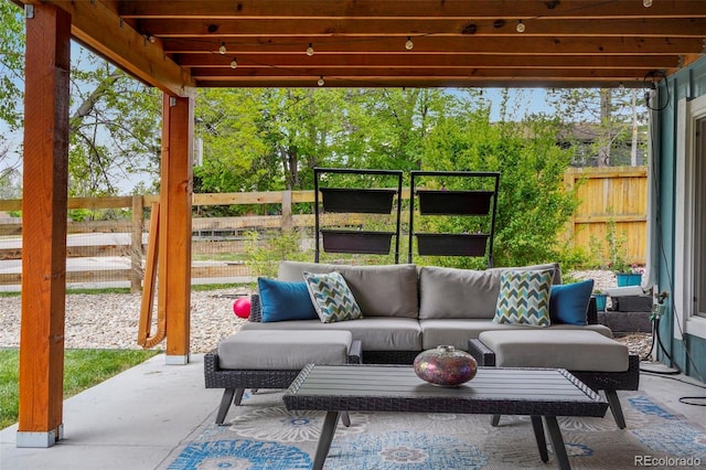 8140 S Storm King Peak, Littleton, CO 80127 - view of patio with fence and an outdoor living space