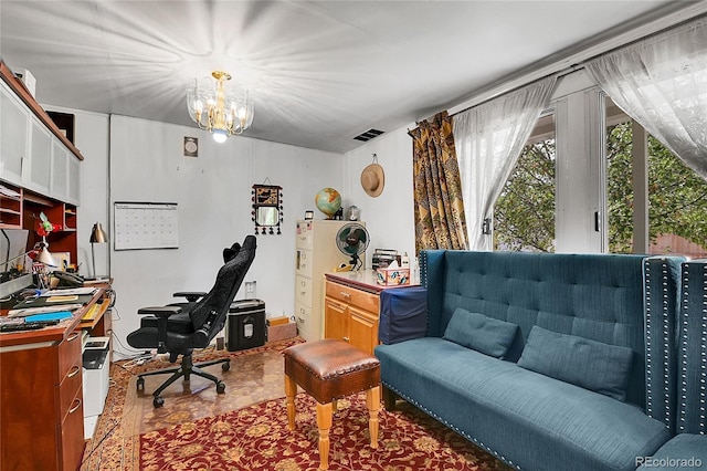 4705 Upham St, Wheat Ridge, CO 80033 - office area featuring a chandelier