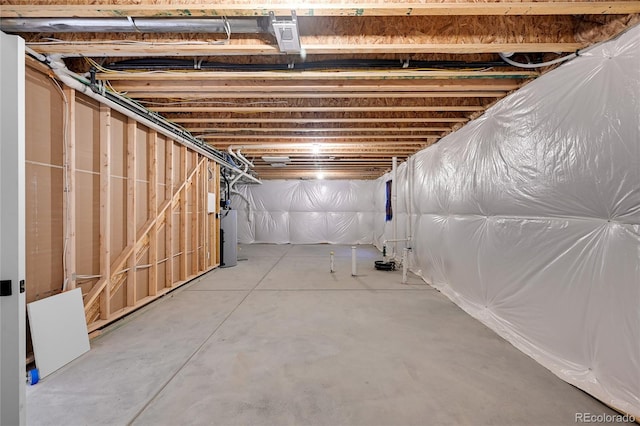 view of unfinished basement