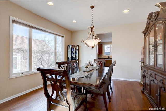 15857 E Aberdeen Ave, Centennial, CO 80016 - dining space with dark wood-style floors, baseboards, and recessed lighting