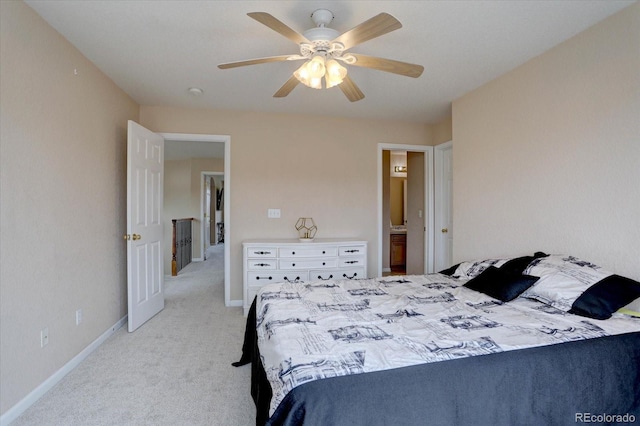 15857 E Aberdeen Ave, Centennial, CO 80016 - bedroom featuring light carpet, baseboards, and ceiling fan