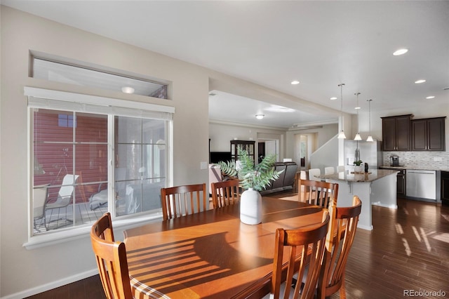 4875 S Catawba St, Aurora, CO 80016 - dining space featuring dark wood finished floors and recessed lighting