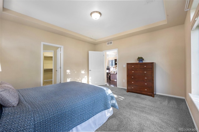 4875 S Catawba St, Aurora, CO 80016 - bedroom with carpet floors, a walk in closet, and a raised ceiling