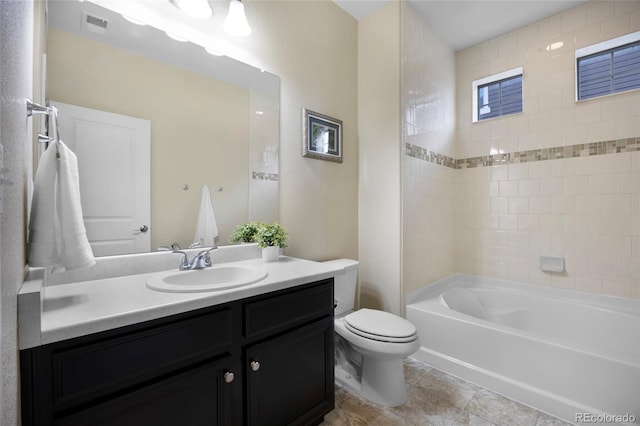 4875 S Catawba St, Aurora, CO 80016 - full bath featuring vanity, shower / tub combination, and tile patterned flooring