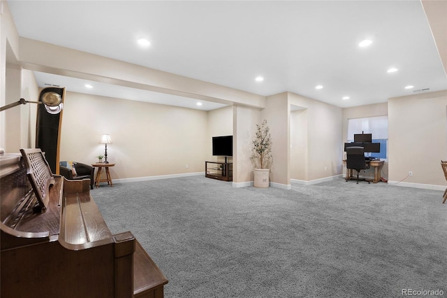 4875 S Catawba St, Aurora, CO 80016 - living room featuring carpet flooring, recessed lighting, and a desk