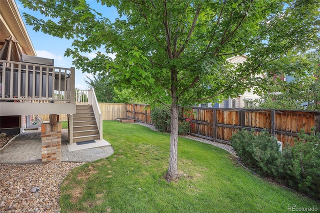 4875 S Catawba St, Aurora, CO 80016 - fenced backyard with stairs and a deck