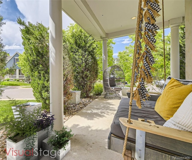 view of patio with a porch