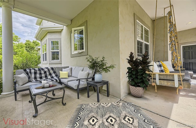 view of patio with an outdoor hangout area