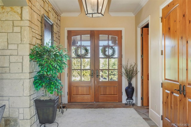 1975 Fox Mountain Pt, Colorado Springs, CO 80906 - interior space with french doors and crown molding