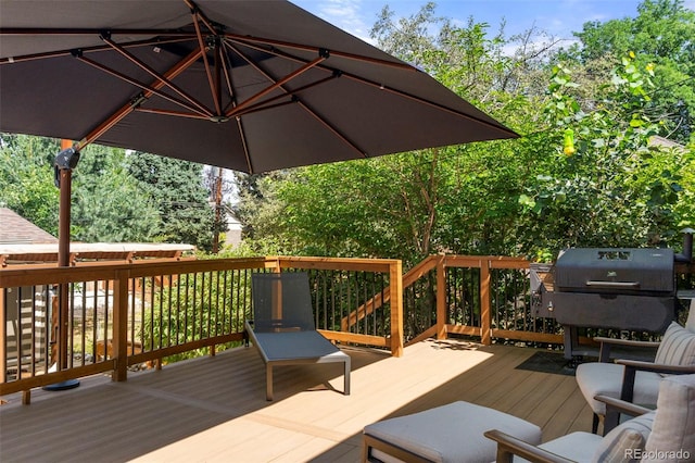 1265 S Elizabeth St, Denver, CO 80210 - wooden terrace featuring a grill