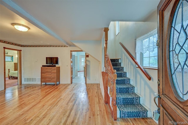 319 W Arkansas St, Buena Vista, CO 81211 - entryway featuring light wood finished floors and stairs