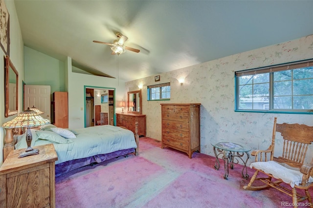 319 W Arkansas St, Buena Vista, CO 81211 - carpeted bedroom featuring lofted ceiling and ceiling fan