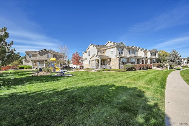 exterior space featuring a front lawn