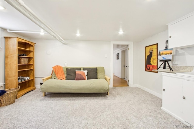 4253 Hooker St, Denver, CO 80211 - living area with recessed lighting, baseboards, and light carpet
