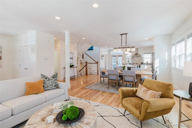 living room featuring light hardwood / wood-style floors