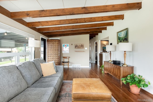 7820 Grove St, Westminster, CO 80030 - living area with wood finished floors and beam ceiling