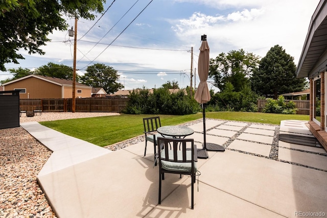 7820 Grove St, Westminster, CO 80030 - fenced backyard featuring a patio