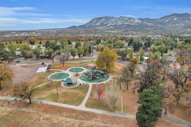 aerial view with a mountain view