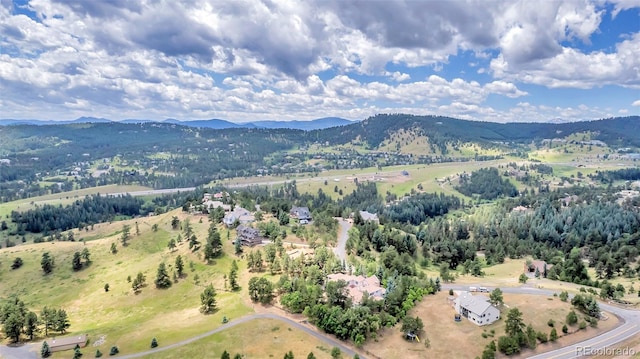 bird's eye view with a mountain view