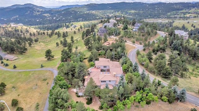 drone / aerial view with a mountain view