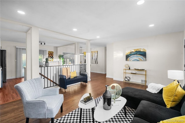 living room with hardwood / wood-style floors