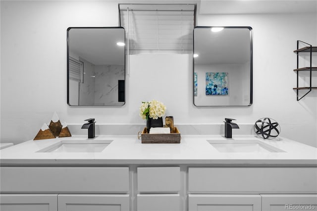 bathroom featuring dual bowl vanity