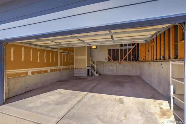 garage with a garage door opener