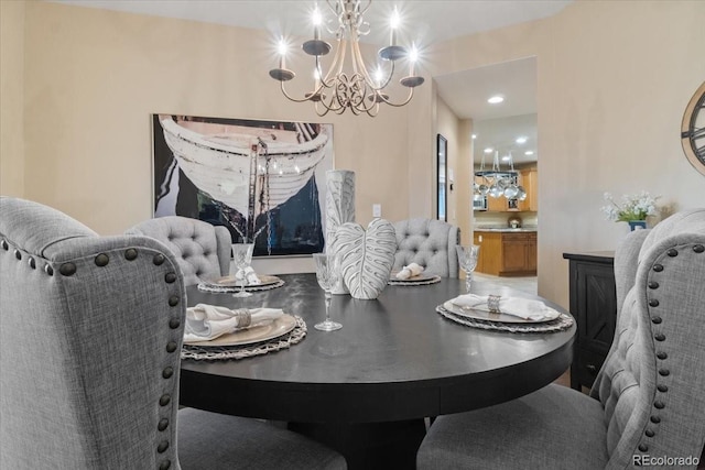 6987 Esperanza Dr, Castle Pines, CO 80108 - dining space featuring a chandelier