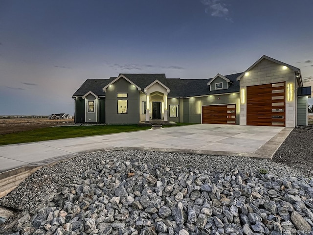 view of front of property with a garage