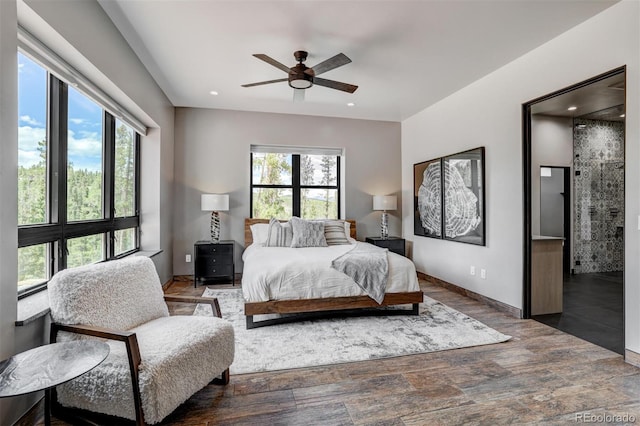 133 Adams Way, Breckenridge, CO 80424 - bedroom featuring wood finished floors, recessed lighting, baseboards, and a ceiling fan