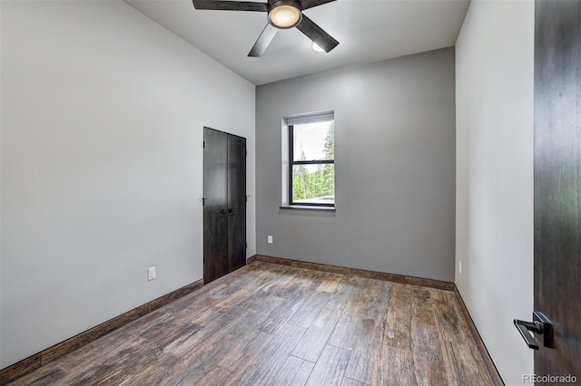 133 Adams Way, Breckenridge, CO 80424 - spare room featuring wood finished floors, ceiling fan, and baseboards