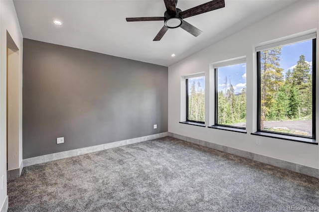 133 Adams Way, Breckenridge, CO 80424 - empty room featuring vaulted ceiling, carpet flooring, recessed lighting, ceiling fan, and baseboards