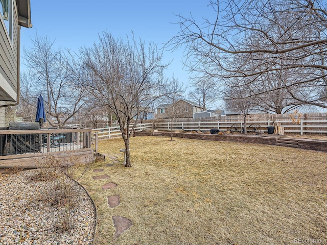 view of yard featuring a fenced backyard