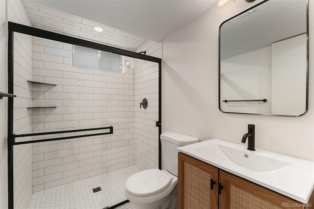 6448 Ingalls Ct, Arvada, CO 80003 - full bathroom featuring vanity, toilet, and a shower stall