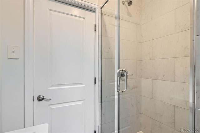 bathroom featuring a shower stall