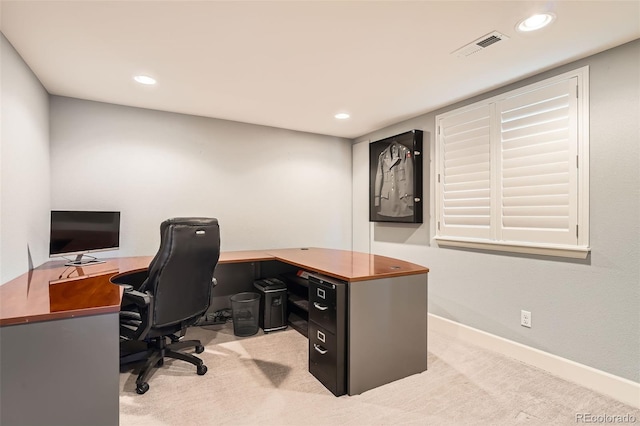 view of carpeted office space