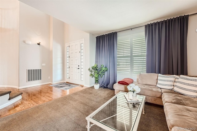 living room featuring wood-type flooring