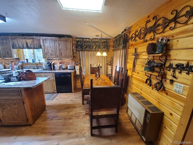 22585 County Road 292, Nathrop, CO 81236 - kitchen featuring dishwasher, light wood-type flooring, decorative light fixtures, and a center island