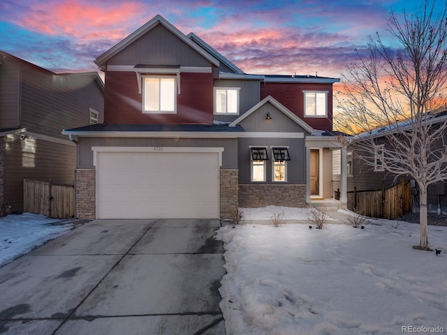 view of front of home with a garage