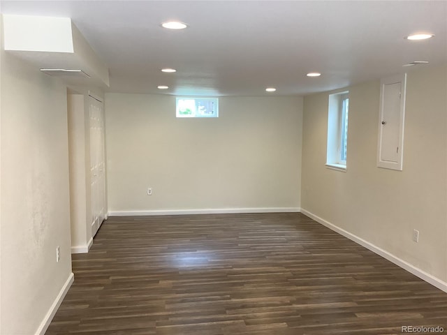 1152 S Eaton St, Lakewood, CO 80232 - below grade area featuring recessed lighting, baseboards, and wood finished floors