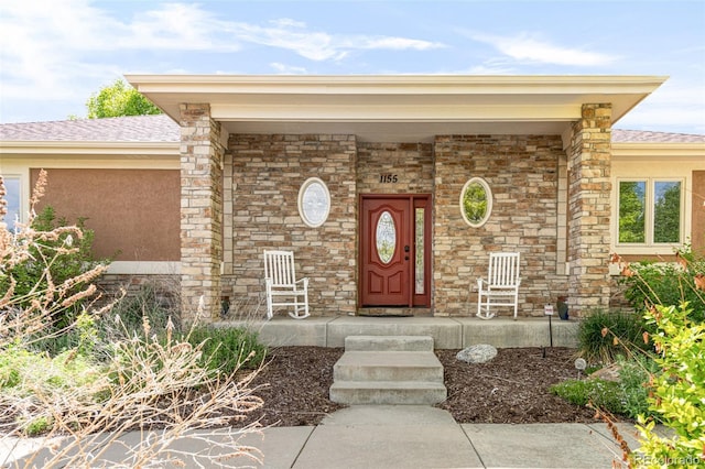 property entrance with a porch