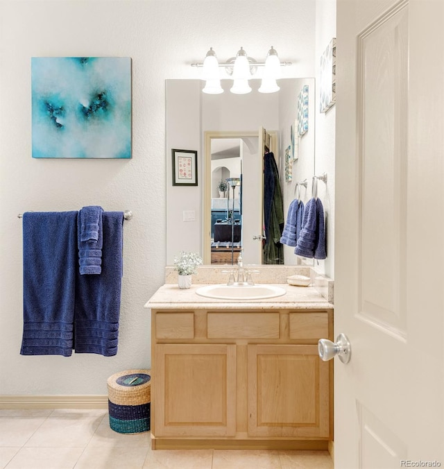 bathroom featuring vanity and tile patterned floors