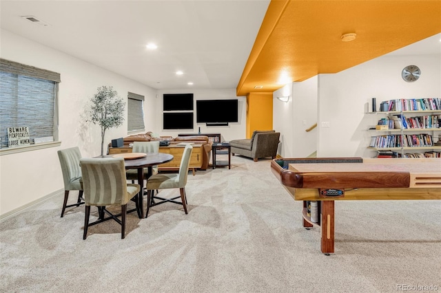 game room featuring carpet floors