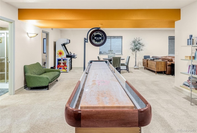 recreation room with carpet floors