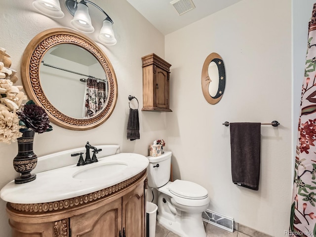 11707 W 65th Cir, Arvada, CO 80004 - bathroom with tile patterned flooring, vanity, toilet, and a shower with shower curtain